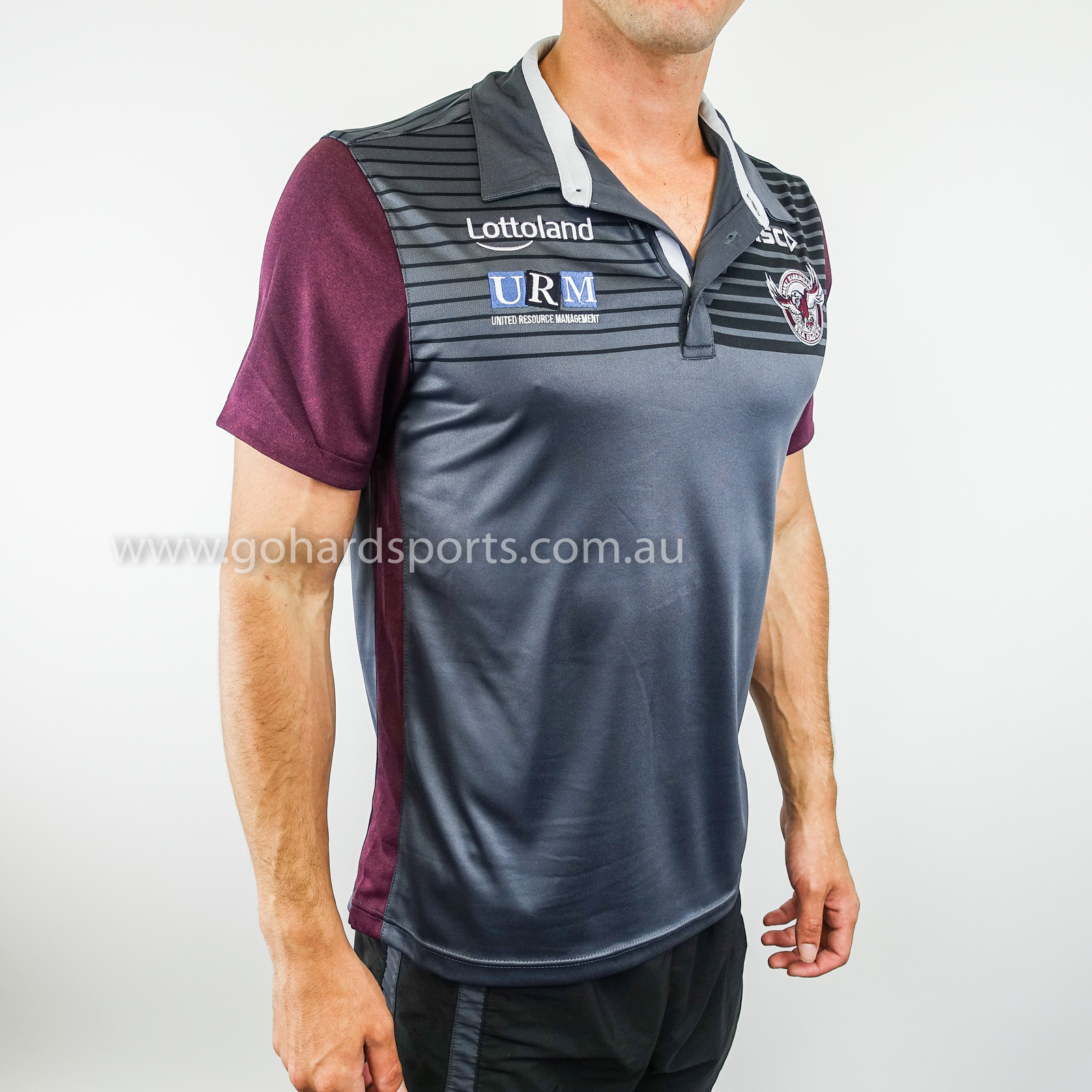 Manly Warringah Sea Eagles Media Polo Shirt Size Small Carbon NRL ISC 18 