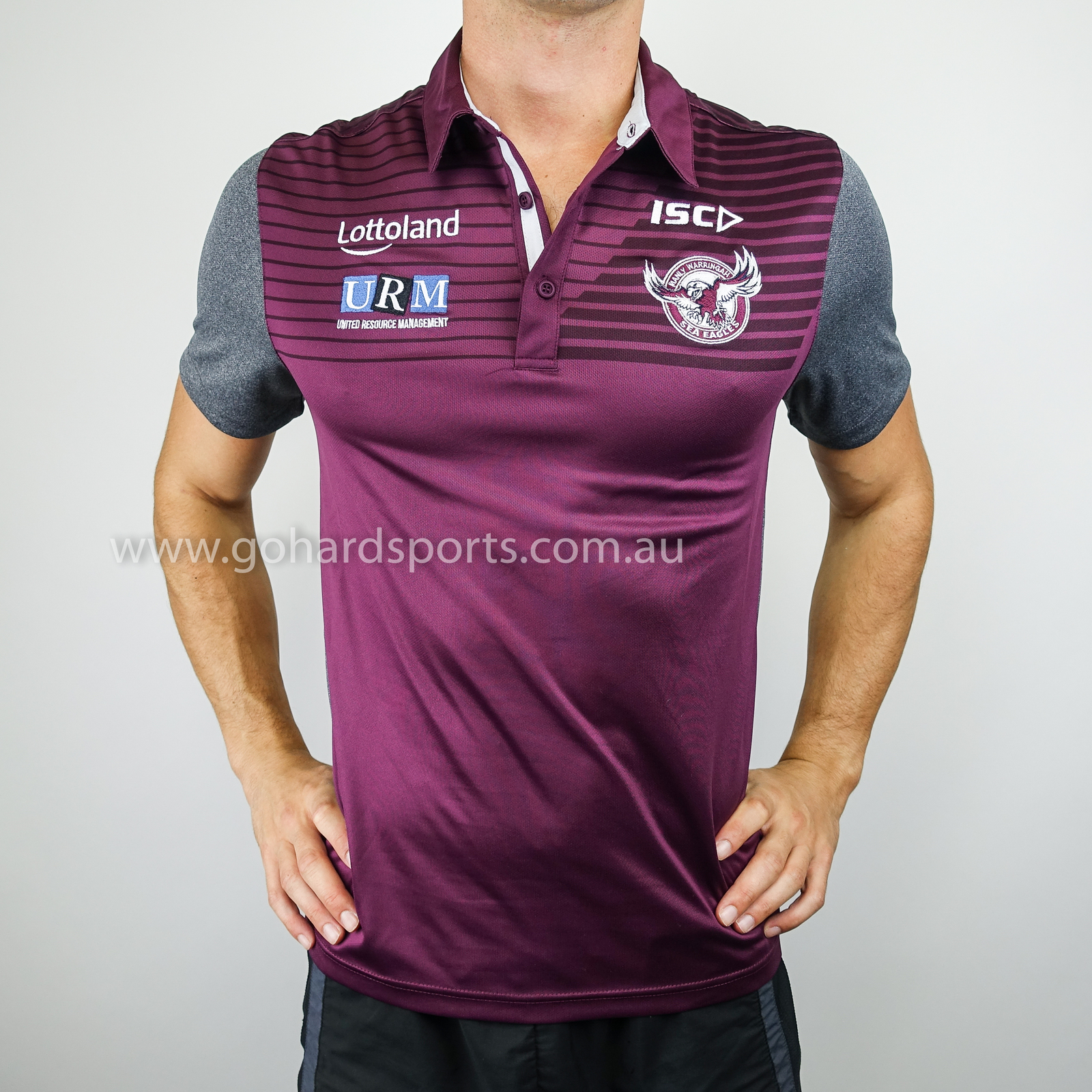 Manly Sea Eagles 2018 NRL Men's Carbon Media Polo Shirt *BNWT* Sizes S - L 