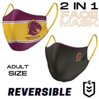 Brisbane Broncos NRL Reversible Face Masks (Adult size)