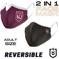 Qld Maroons State of Origin NRL Reversible Face Masks (Adult size)