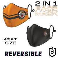 Balmain Tigers *RETRO* NRL Reversible Face Masks (Adult size)