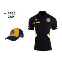 Parramatta Eels 2023 NRL Travel Polo in Black (S - 3XL) + Free Cap