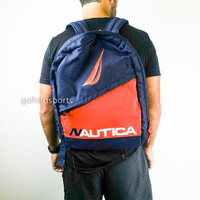 Nautica Retro Diagonal Zip Backpack in Navy/Orange