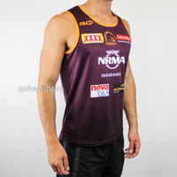 Brisbane Broncos 2019 NRL Training Singlet in Mulberry Sizes S - 3XL 