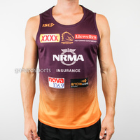 Brisbane Broncos 2019 NRL Training Singlet in Amber Sizes S - 3XL